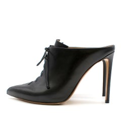 Francesco Russo Black Lace-Up Mules SIZE 39