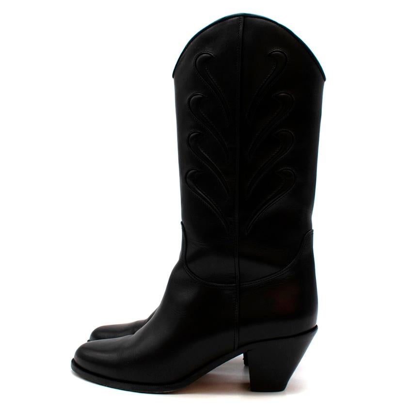 Francesco Russo Black Leather Western Inspired Boots - Size EU 36 In Excellent Condition For Sale In London, GB