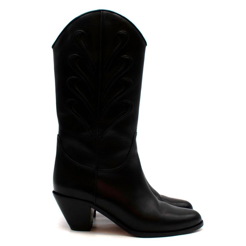 Women's Francesco Russo Black Leather Western Inspired Boots - Size EU 36 For Sale