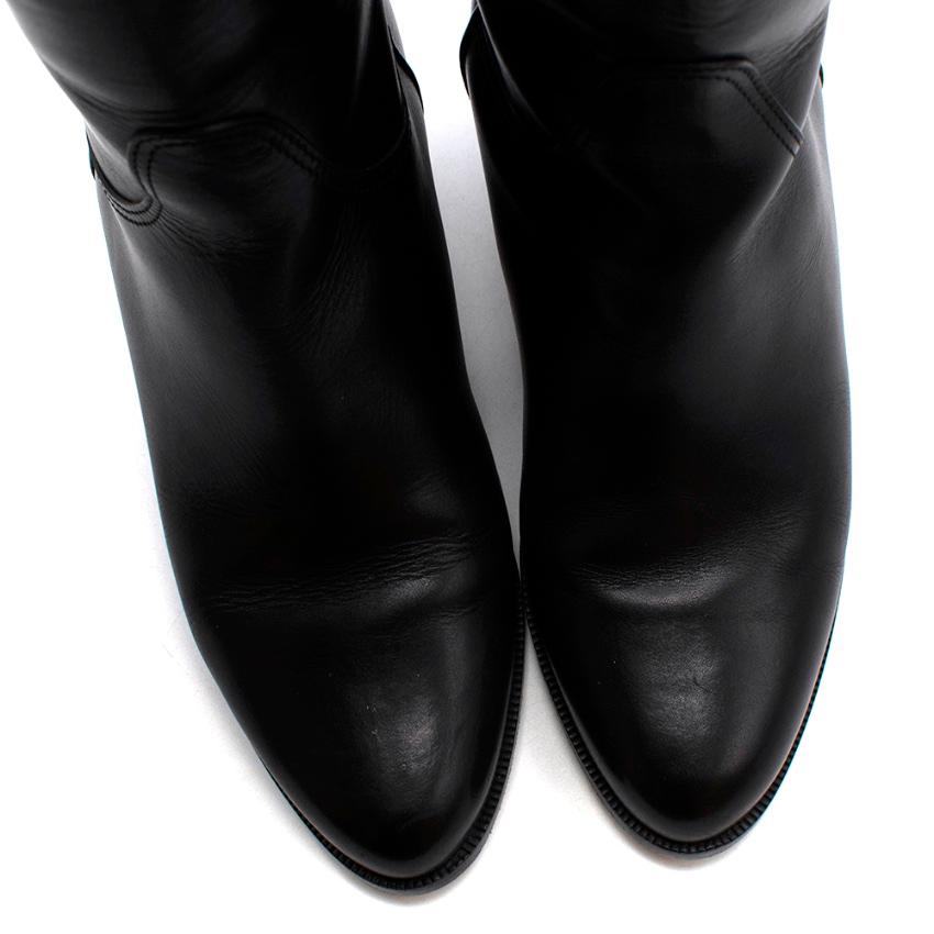 Francesco Russo Black Leather Western Inspired Boots - Size EU 36 For Sale 5