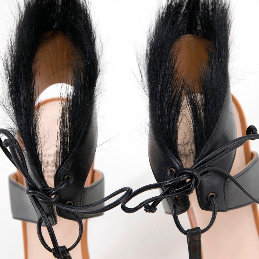Francesco Russo Fur Embellished Leather Sandals SIZE US/5 1