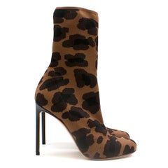 Francesco Russo Leopard Print Sock Boots SIZE 37