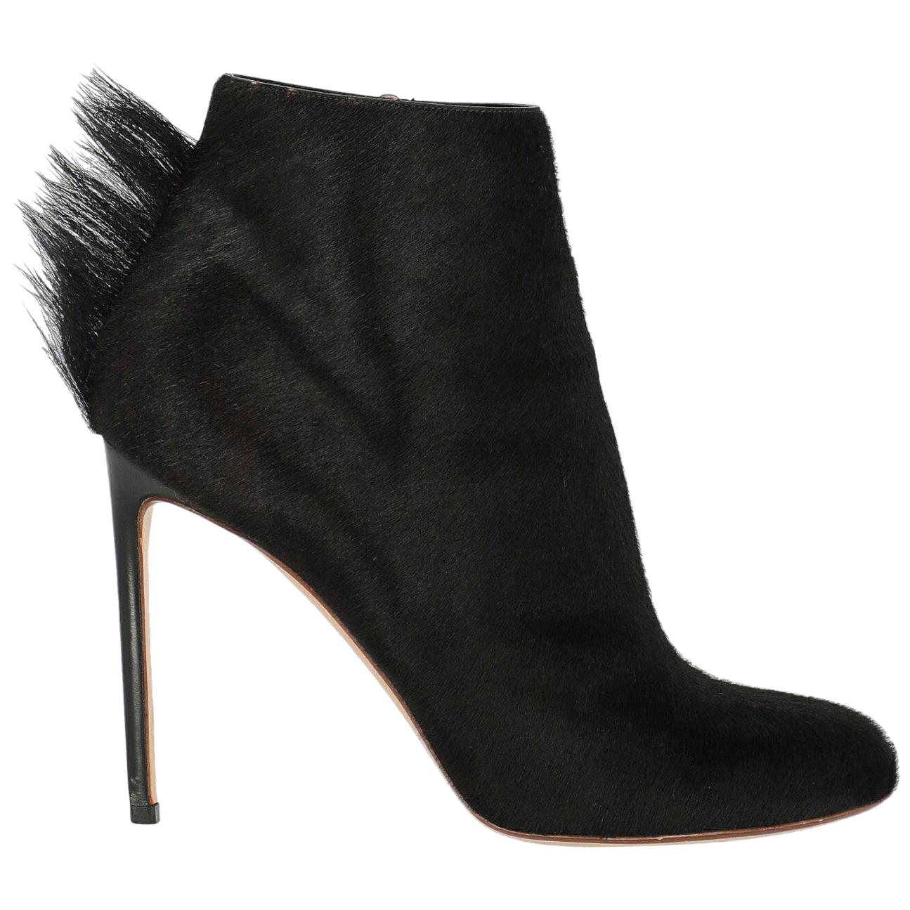 Francesco Russo Woman Ankle boots Black Leather IT 39 For Sale
