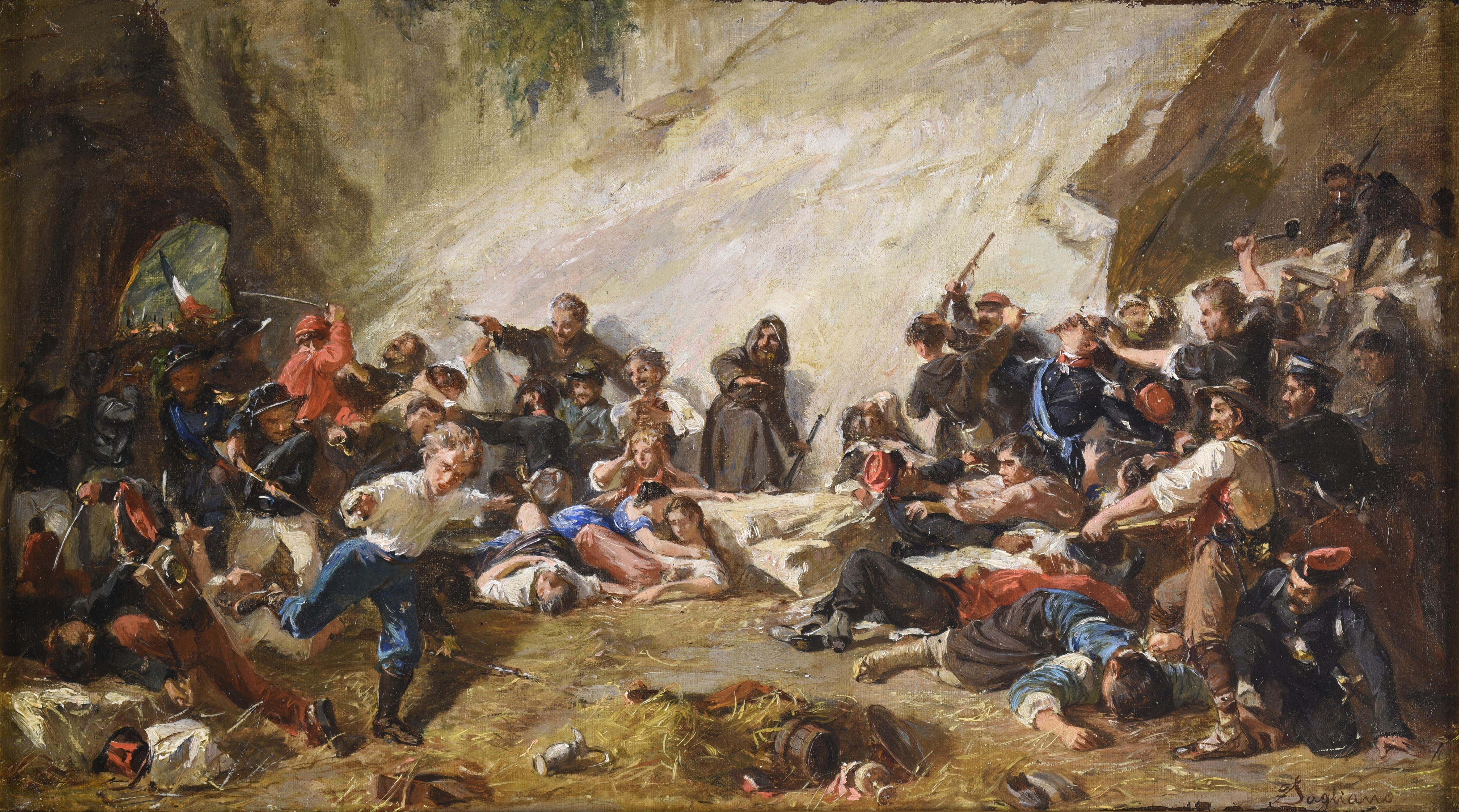 Escena de la Guerra de Independencia italiana - Painting de Francesco Sagliano