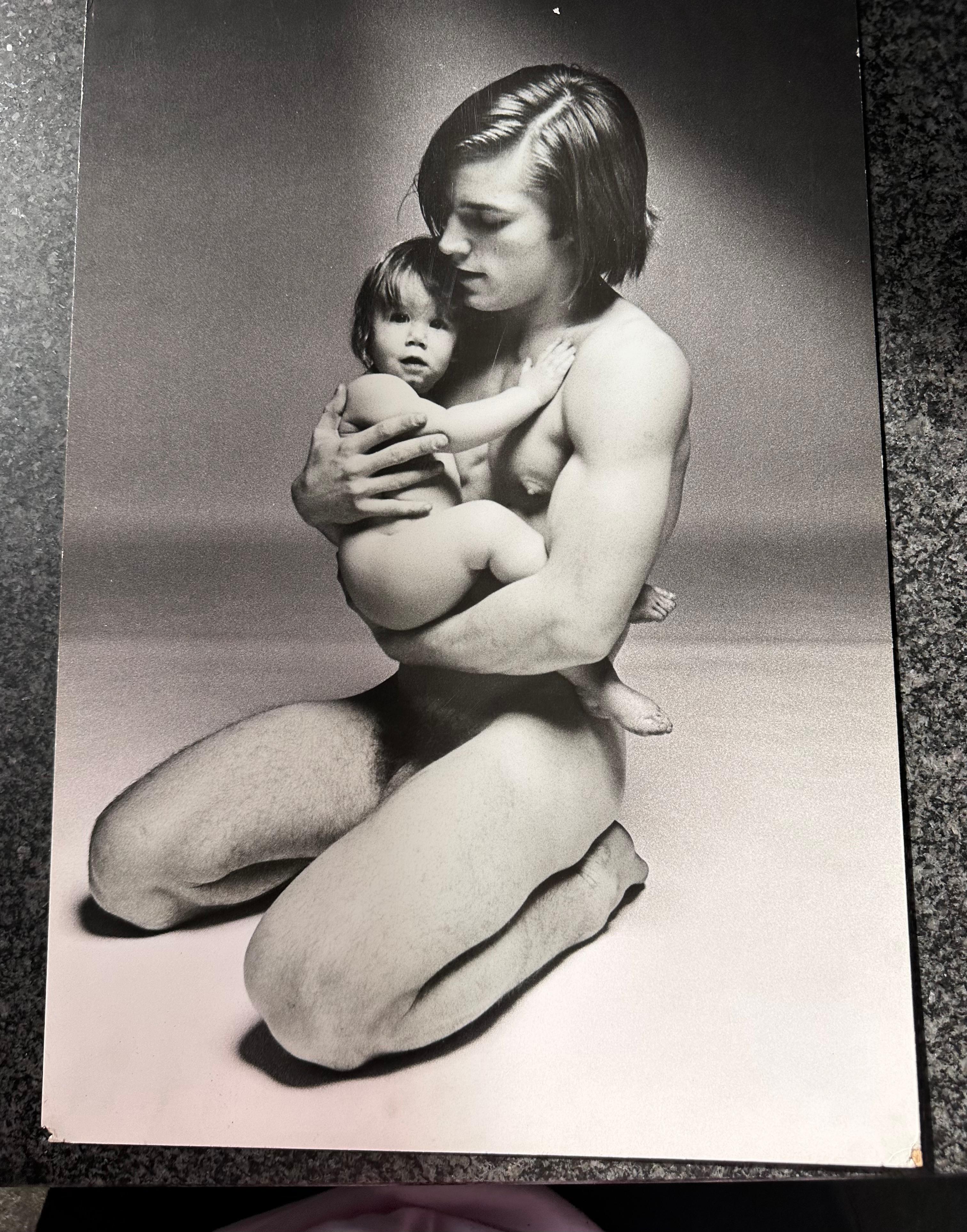 Francesco Scavullo, Joe Dallesandro with a small child, 19.25 x 13.25 in Rare photo from Scavullo’s New York studio. 1968. Large scale photo mounted on board. Exceedingly rare image from the series of photos by Scavullo featuring Joe Dallesandro and