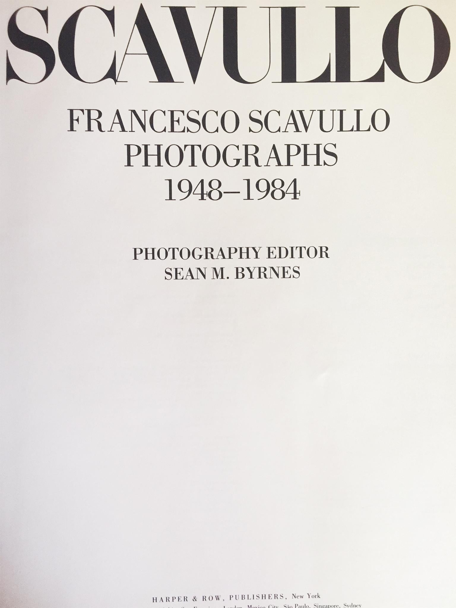 A wonderful collection of Francesco Scavullo's black-and-white photographs from 1948 through 1984. These include his fashion spreads and intimate portraits of artists, actors, and other luminaries.

Hardcover with glossy book jacket. 270. Harper &