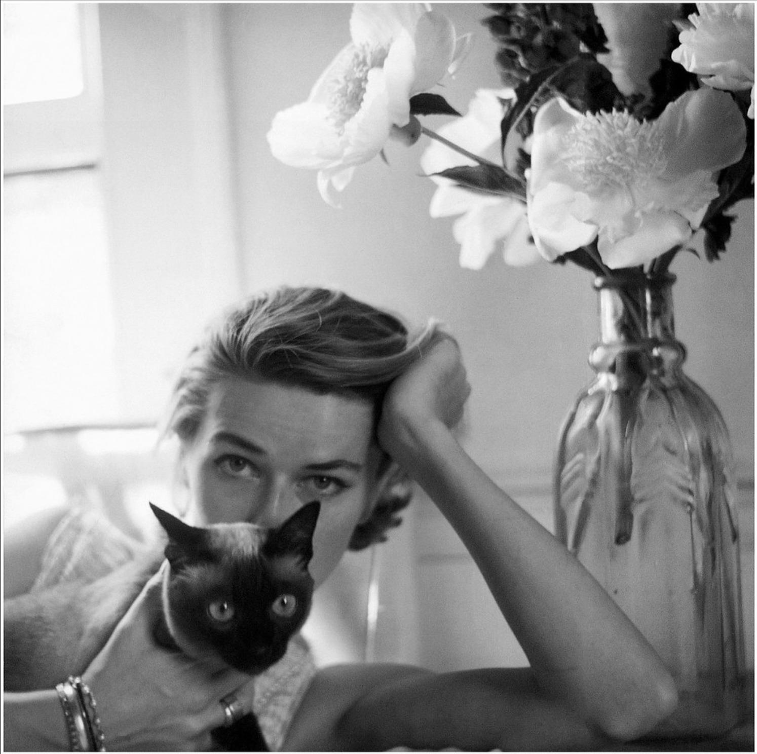 Francesco Scavullo Figurative Photograph - "Carol McCallson Scavullo Taylor, East Hampton" figurative, photograph, cat
