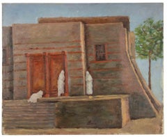 House in the Desert – Gemälde von Francesco Settimj – Mitte des 20. Jahrhunderts