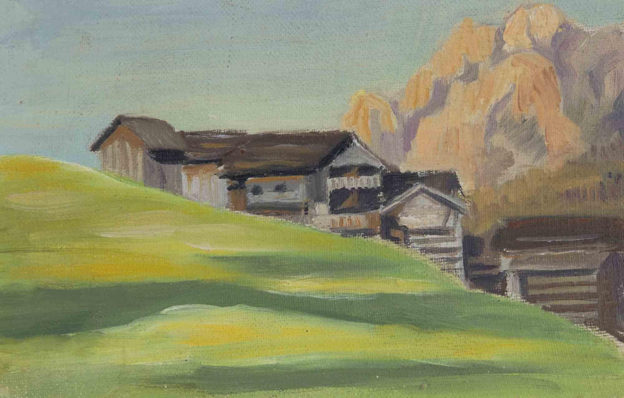 Berglandschaft – Gemälde von Francesco Settimj – 1930er Jahre im Angebot 1