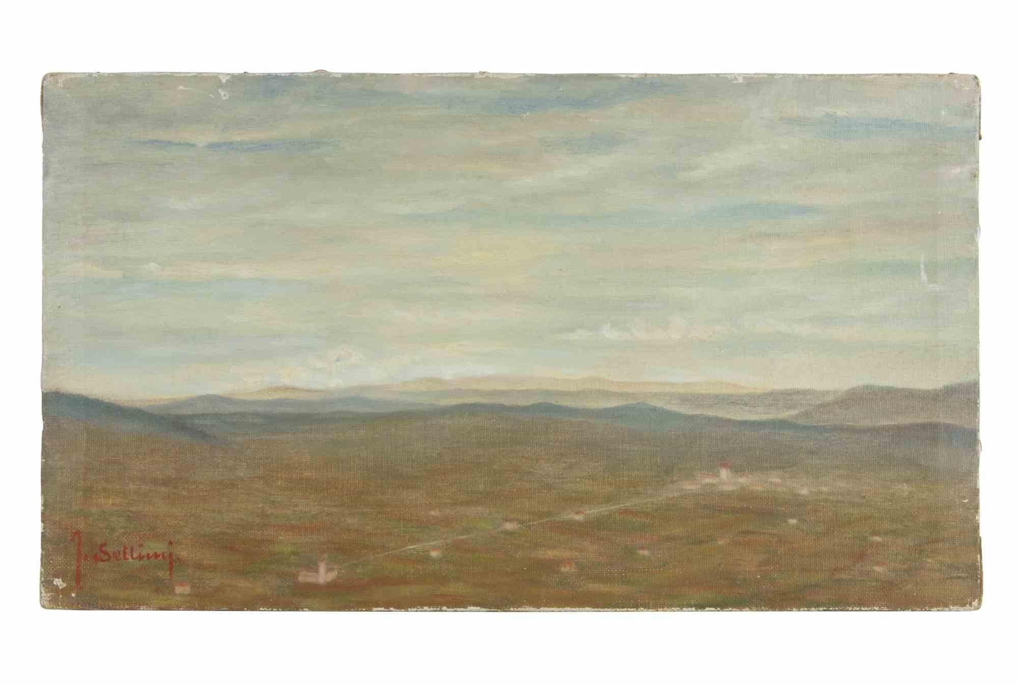 Paesaggio di montagna - Dipinto di Francesco Settimj - metà del XX secolo in vendita 1