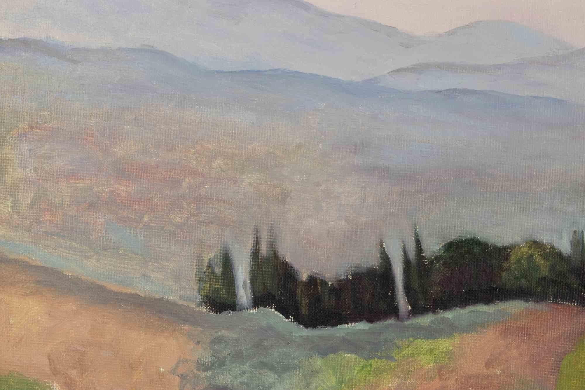 Berglandschaft – Gemälde von Francesco Settimj – Mitte des 20. Jahrhunderts im Angebot 1