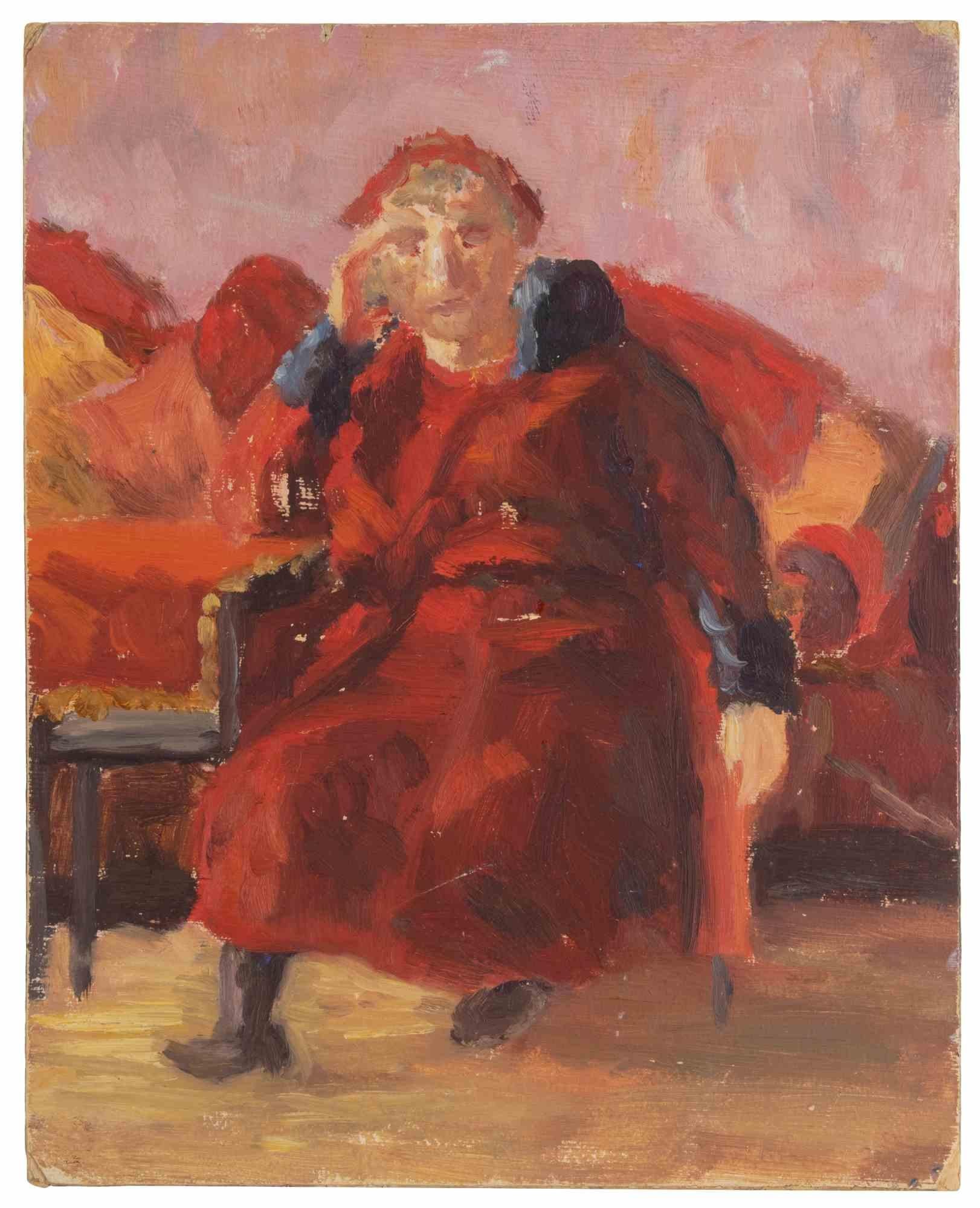 Old Woman - Painting by Francesco Settimj - mid-20th Century For Sale 1