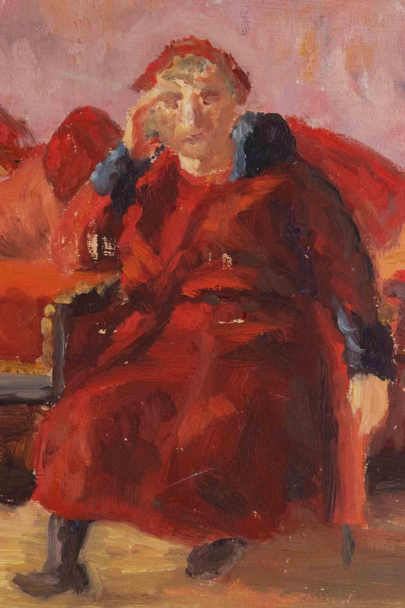 Oil on wooden table realized by Francesco Settimj in the 1930s.

Painted on both sides, recto and verso.

Good condition.

