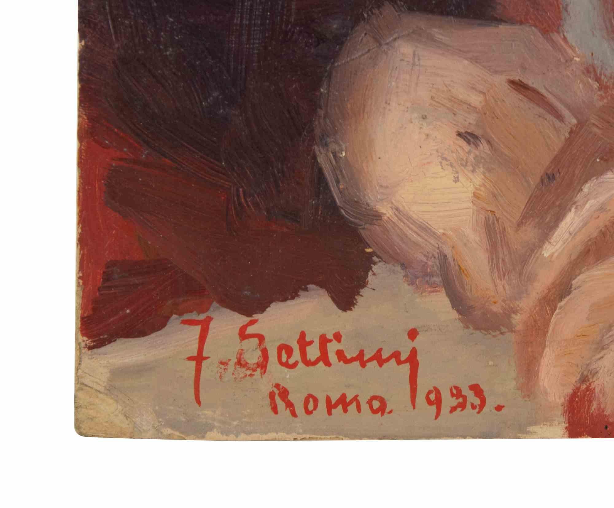 Retrato de anciana - Pintura de Francesco Settimj - Años 30 en venta 2