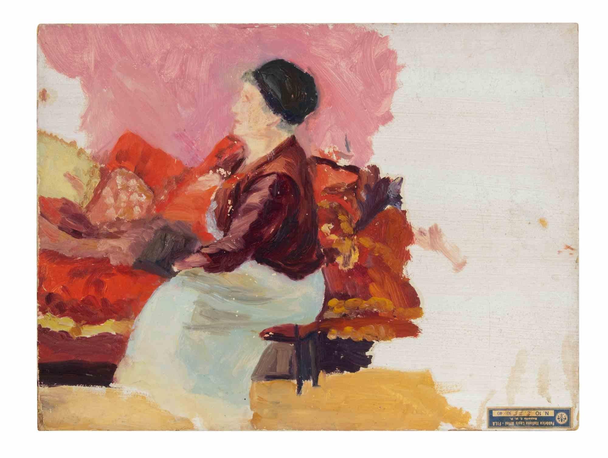 Retrato de anciana - Pintura de Francesco Settimj - Años 30 en venta 3