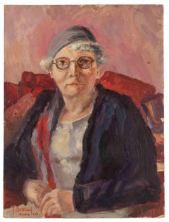 Portrait of Old Woman - Painting by Francesco Settimj - 1930s
