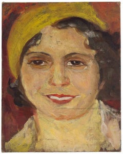 Portrait of Young Woman - Painting by by Francesco Settimj - 1930s