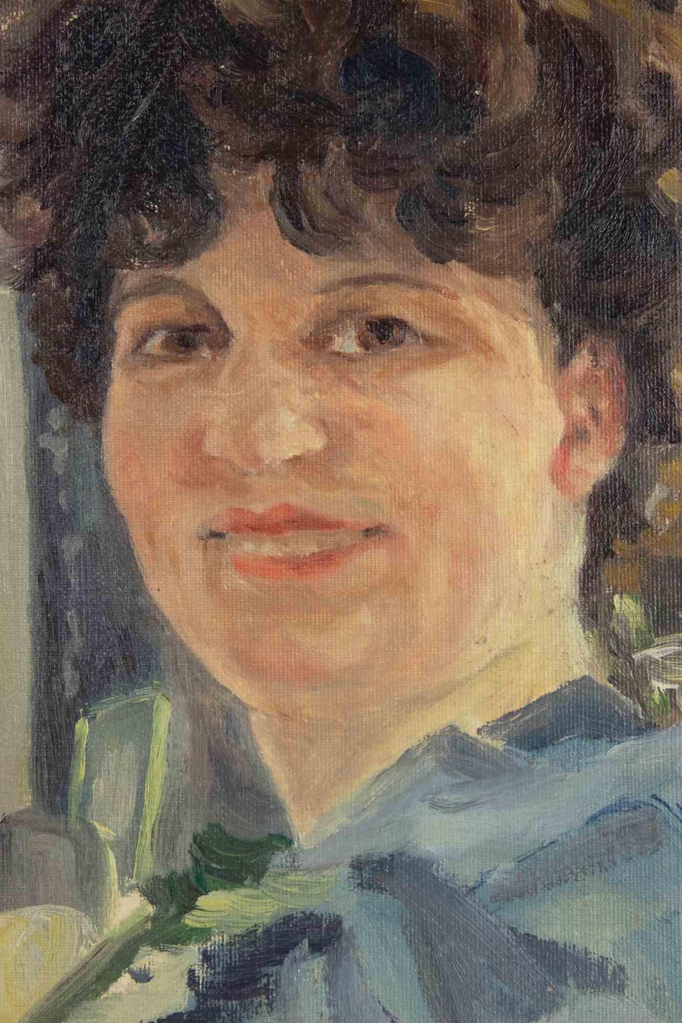 Portrait de jeune femme - Peinture de Francesco Settimj - 1933 en vente 1