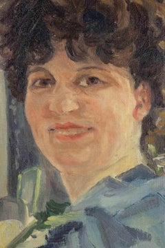 Portrait of Young Woman - Painting by by Francesco Settimj - 1933