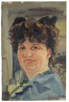 Portrait of Young Woman - Painting by by Francesco Settimj - 1933
