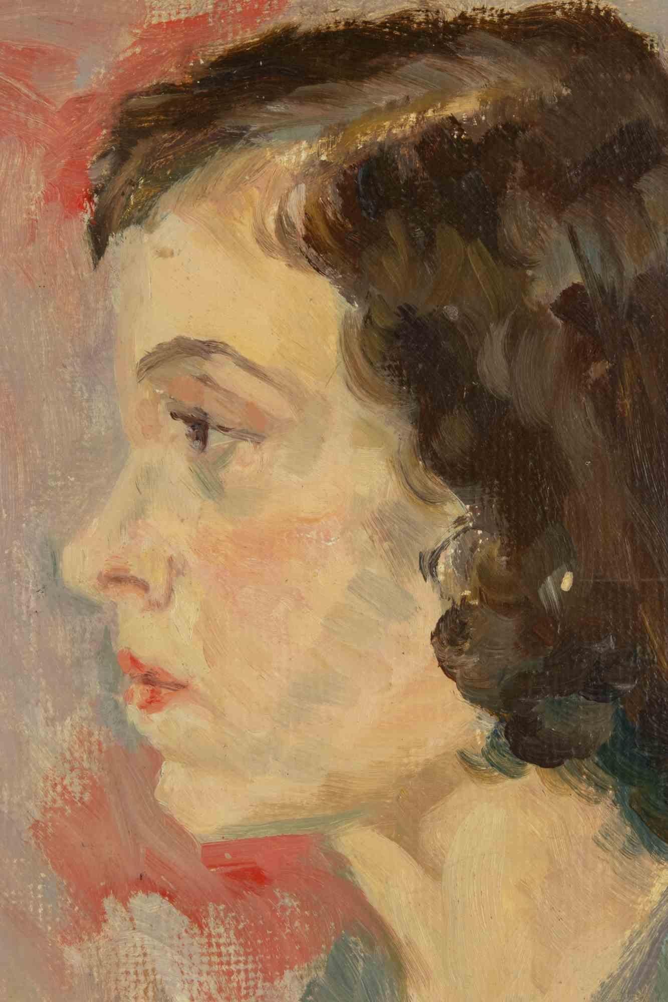 Ritratto di giovane donna - Quadro di Francesco Settimj - 1932 in vendita 1