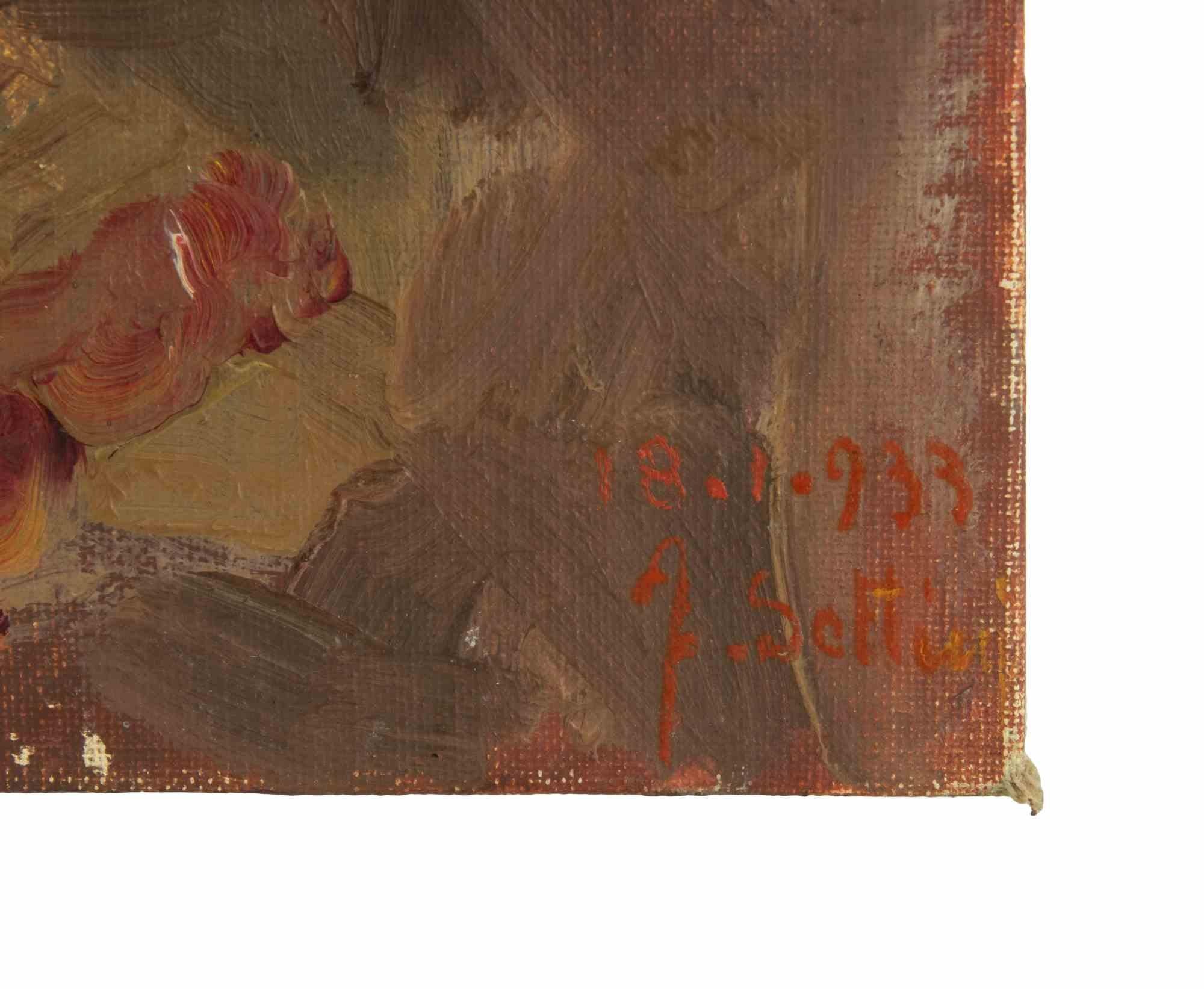 Porträt – Gemälde von Francesco Settimj – 1933 im Angebot 2