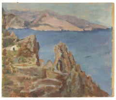 Paisaje marino - Pintura de Francesco Settimj - mediados del siglo XX