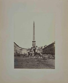Antique Ancient View of Piazza Navona - Photograph by F. Sidoli - Late 19th Century