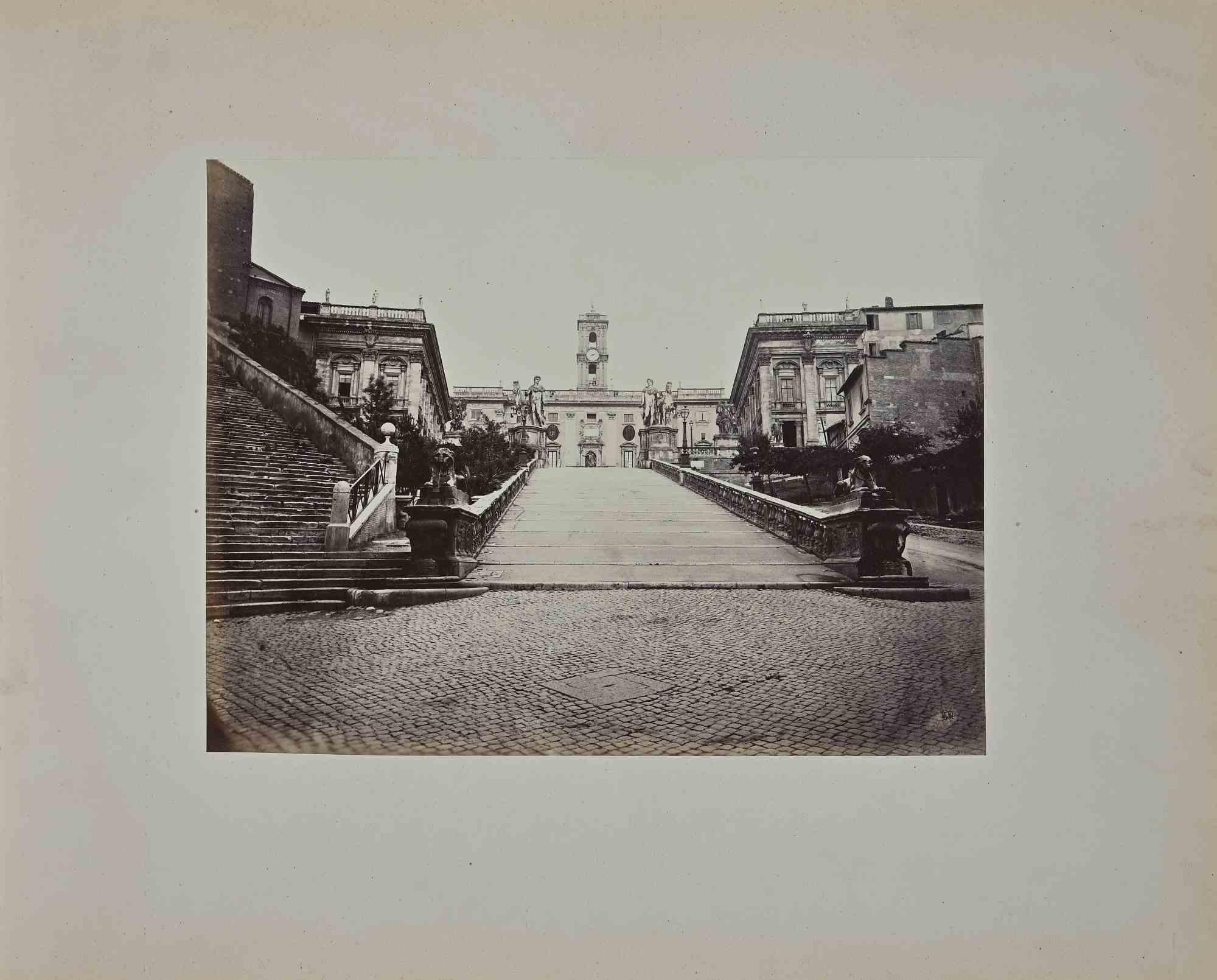 Francesco Sidoli Landscape Photograph - Ancient View of the Stairs to Capitolium-Photograph by F. Sidoli -19th Century