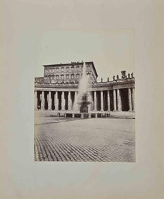 Fountain in Saint Peter  - Rome - Original Photograph by F. Sidoli - 19th Cent.