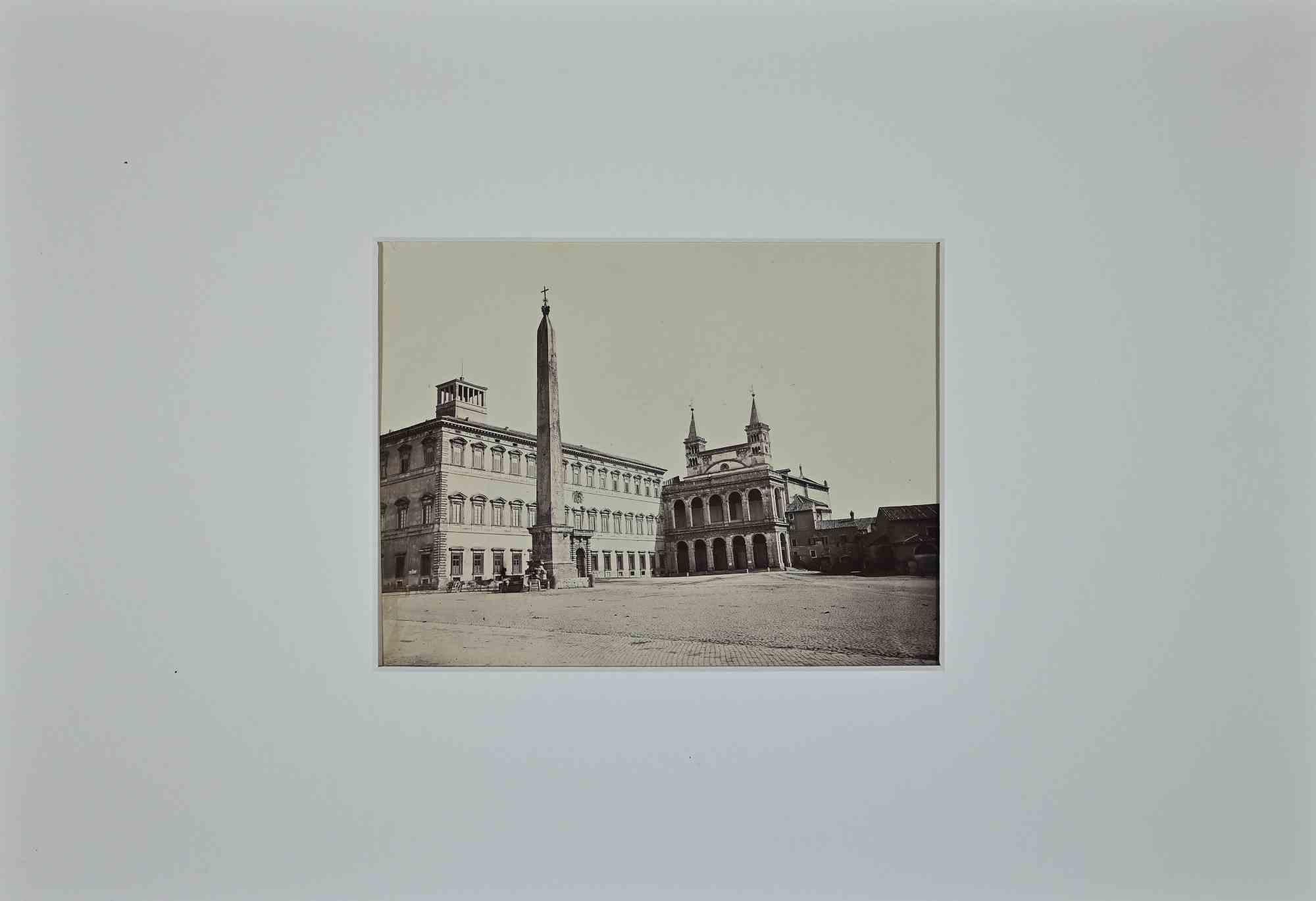 Francesco Sidoli Black and White Photograph - Piazza San Giovanni in Laterano - Photograph by F.Sidoli - 19th Century