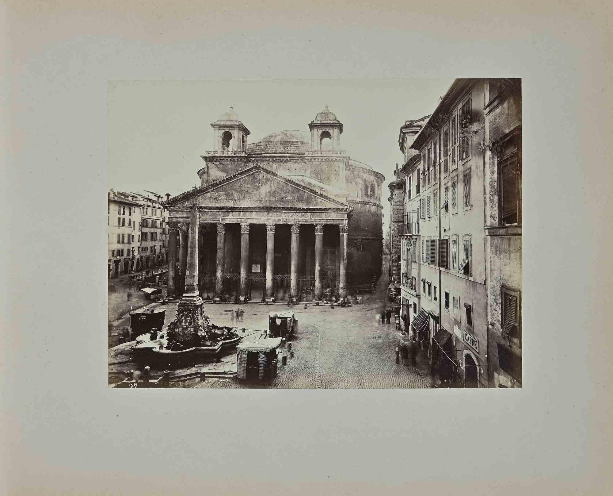 Francesco Sidoli Black and White Photograph -  View of Piazza del Pantheon - Photograph by F. Sidoli - Late 19th Century