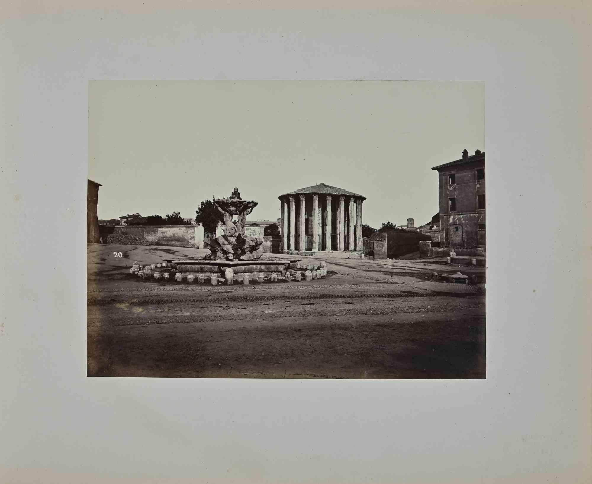 Francesco Sidoli Black and White Photograph - View of Temple of Vesta - Photograph by F. Sidoli - 19th Century