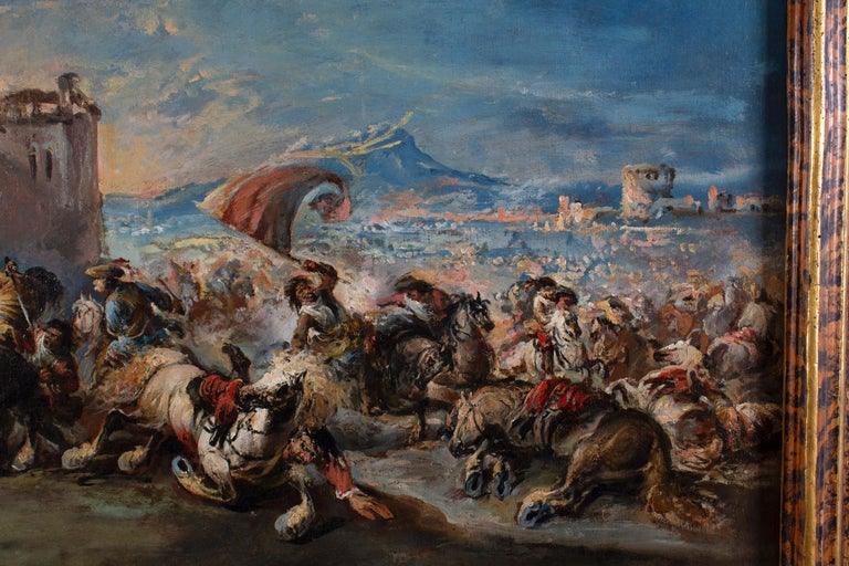 Dramatic Battle Scene Outside a Castle, a Town beyond 1730' For Sale at ...