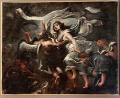 17th Century Italian Old Master Painting - Time unveiling truth - Allegory Dark