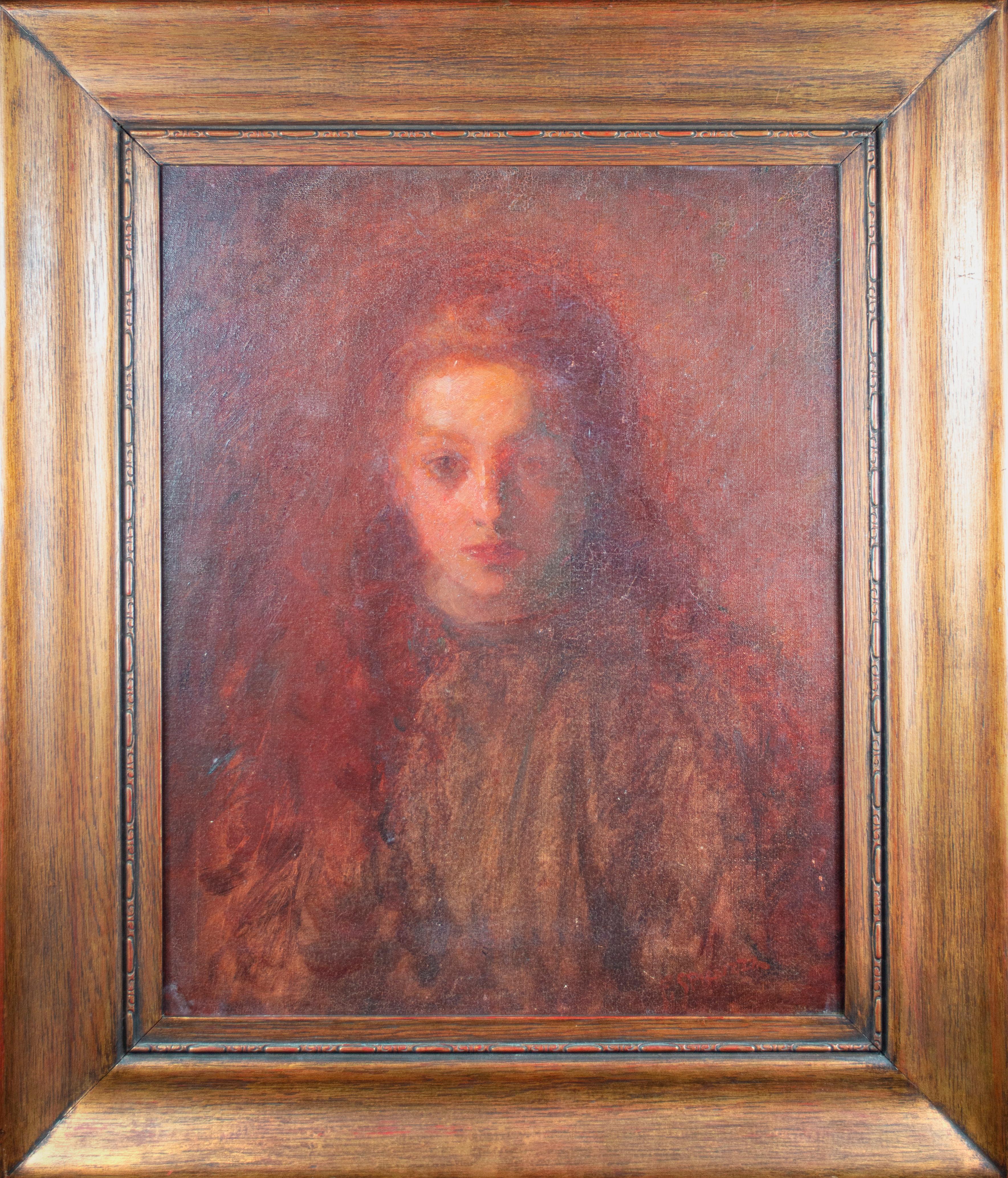 Francesco Spicuzza Portrait Painting - 'Little Mary Spicuzza' signed oil painting of the artist's niece
