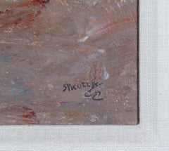 "Rocky Shore, " Oil on Board Abstract Landscape Signed