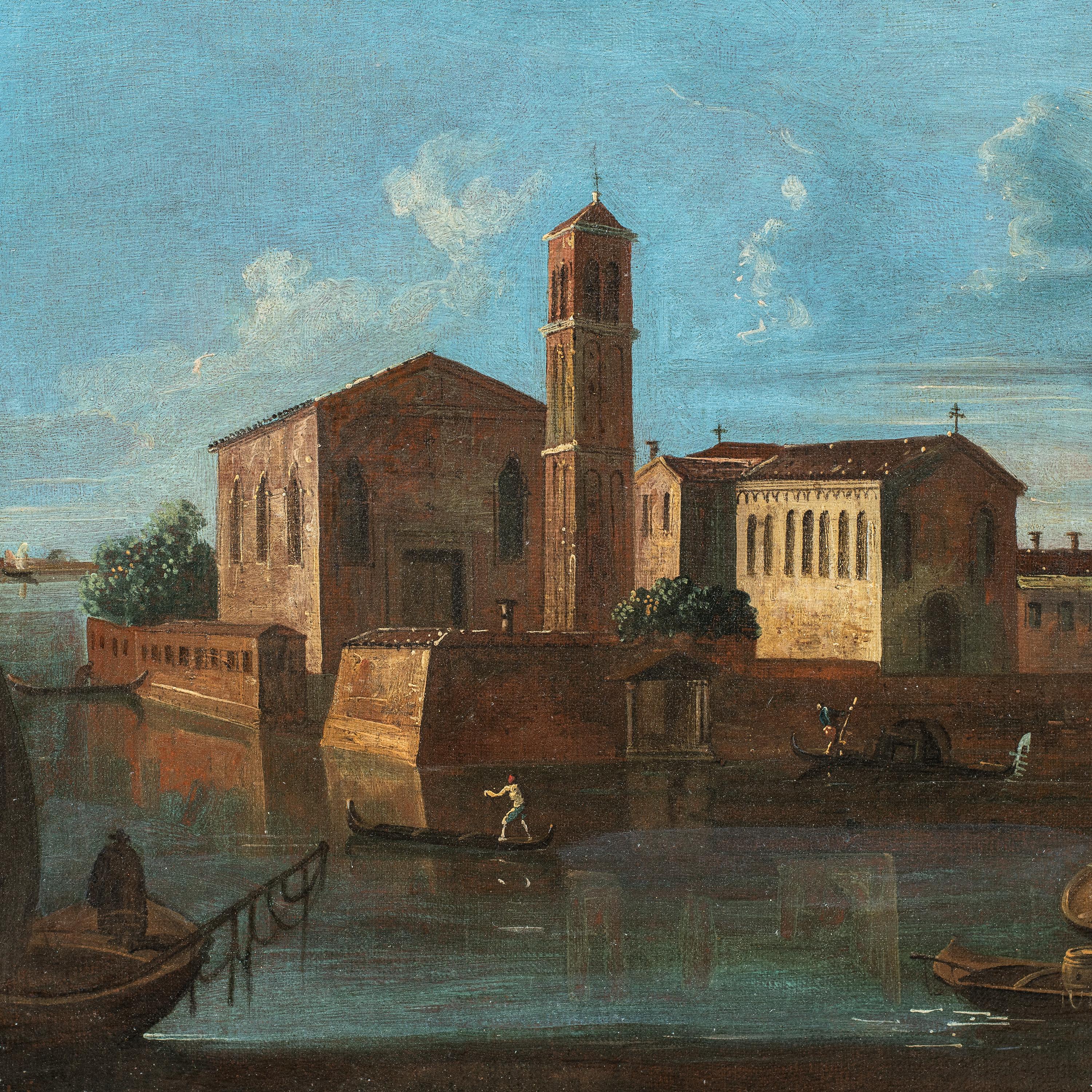 Francesco Tironi (Maestro veneziano) - Dipinto del XVIII secolo - Venezia vista isola - Painting di Francesco Tironi (Venice, about 1745 - 1797)