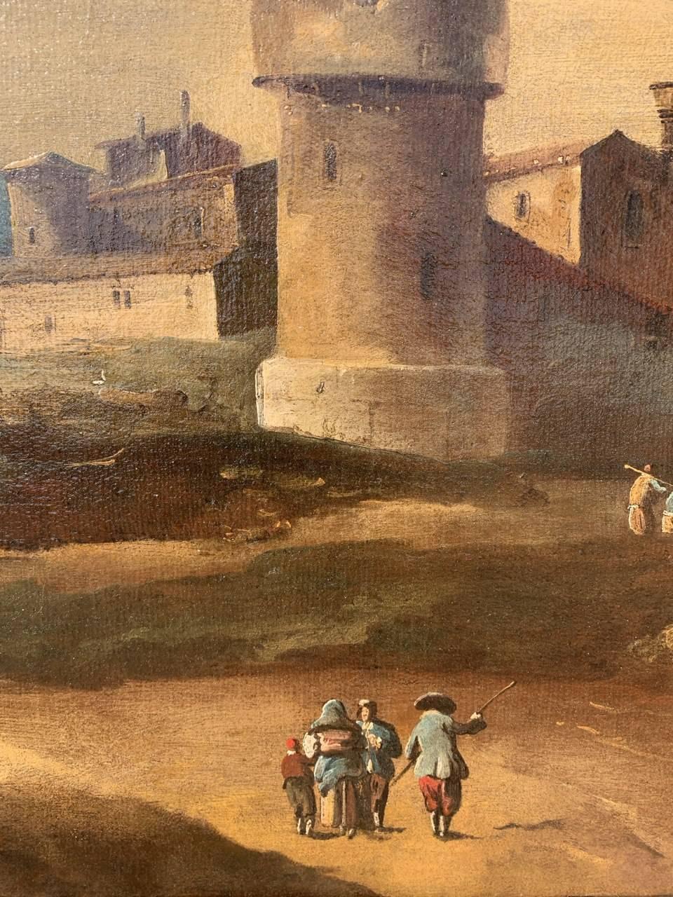 Francesco Tironi (maestro veneziano) - Pittura di paesaggio del XVIII secolo - Pastori in vendita 5