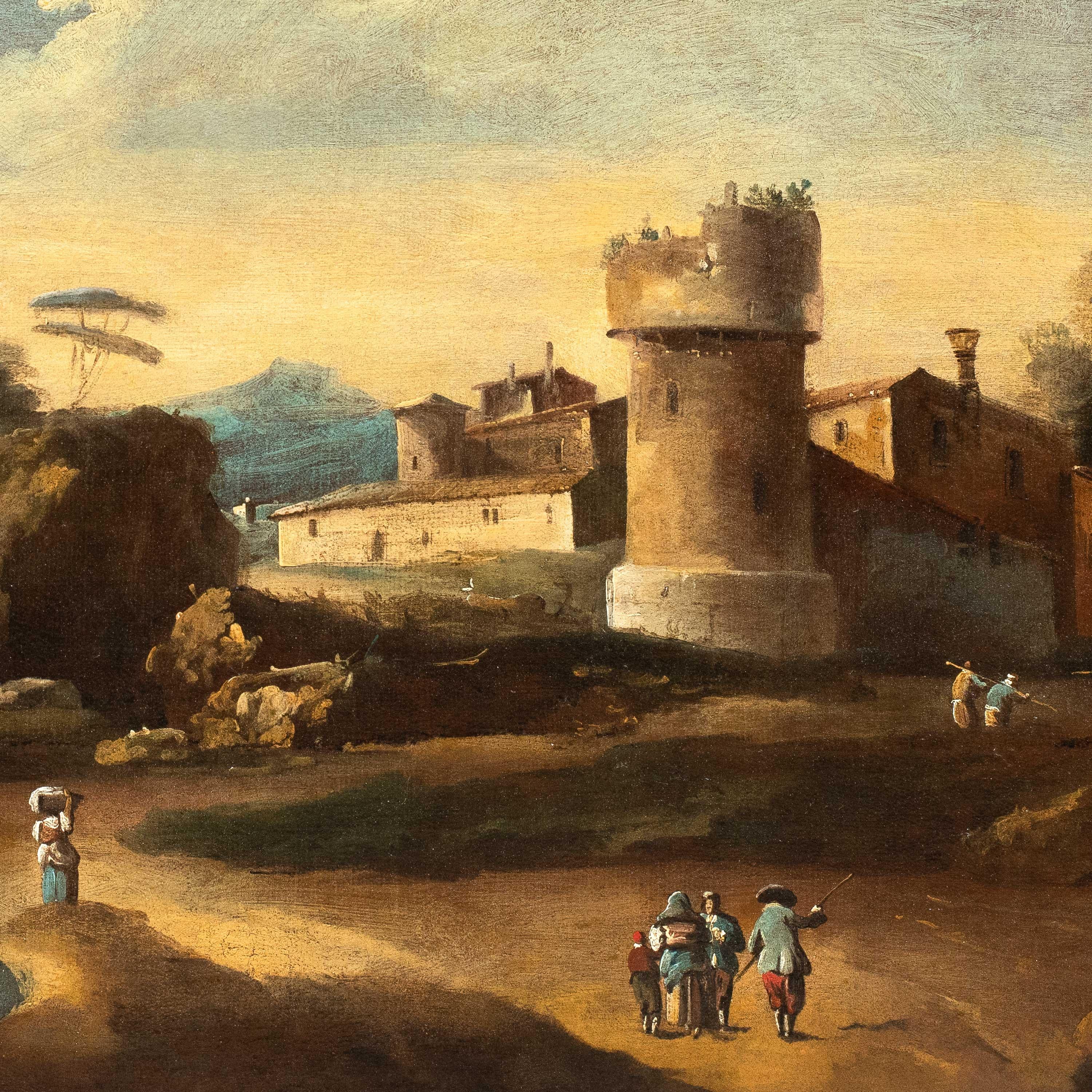 Francesco Tironi (Venediger Meister) – Landschaftsmalerei des 18. Jahrhunderts – Hirten – Painting von Francesco Tironi (Venice, about 1745 - 1797)