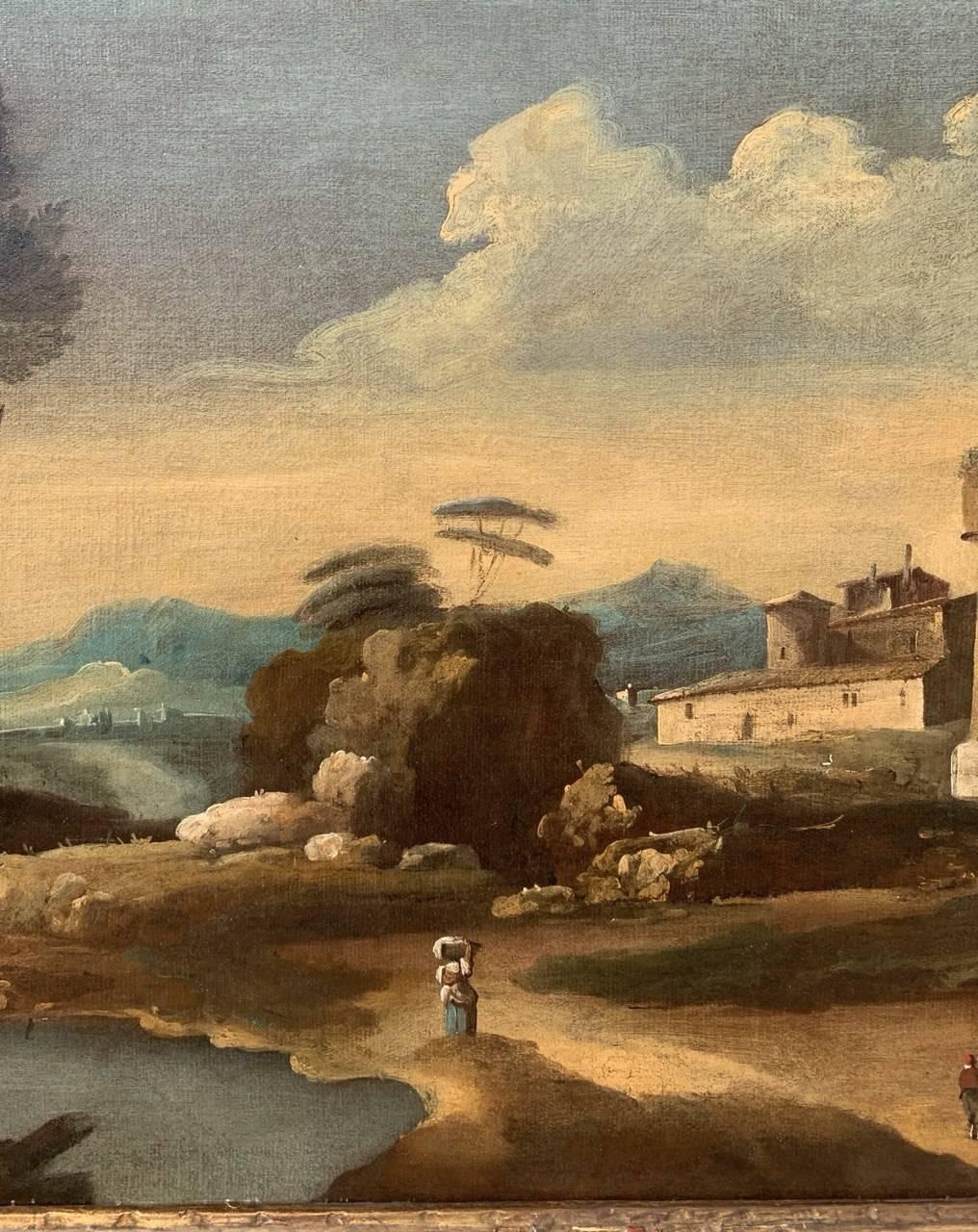 Francesco Tironi (maestro veneziano) - Pittura di paesaggio del XVIII secolo - Pastori - Landscape Painting Marrone di Francesco Tironi (Venice, about 1745 - 1797)