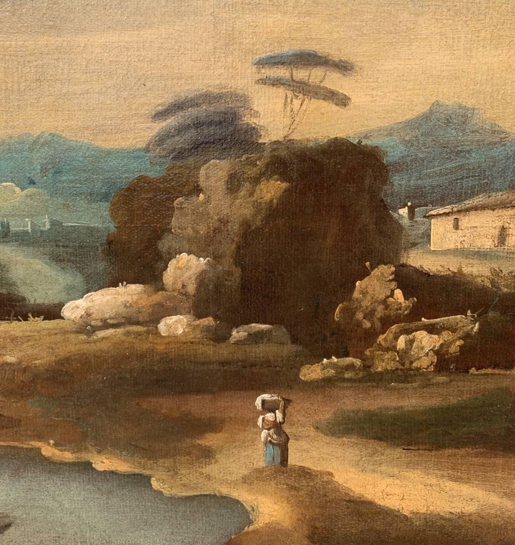 Francesco Tironi (maestro veneziano) - Pittura di paesaggio del XVIII secolo - Pastori in vendita 1