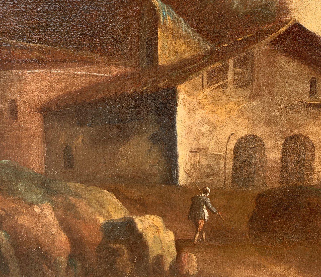 Francesco Tironi (maestro veneziano) - Pittura di paesaggio del XVIII secolo - Pastori in vendita 4