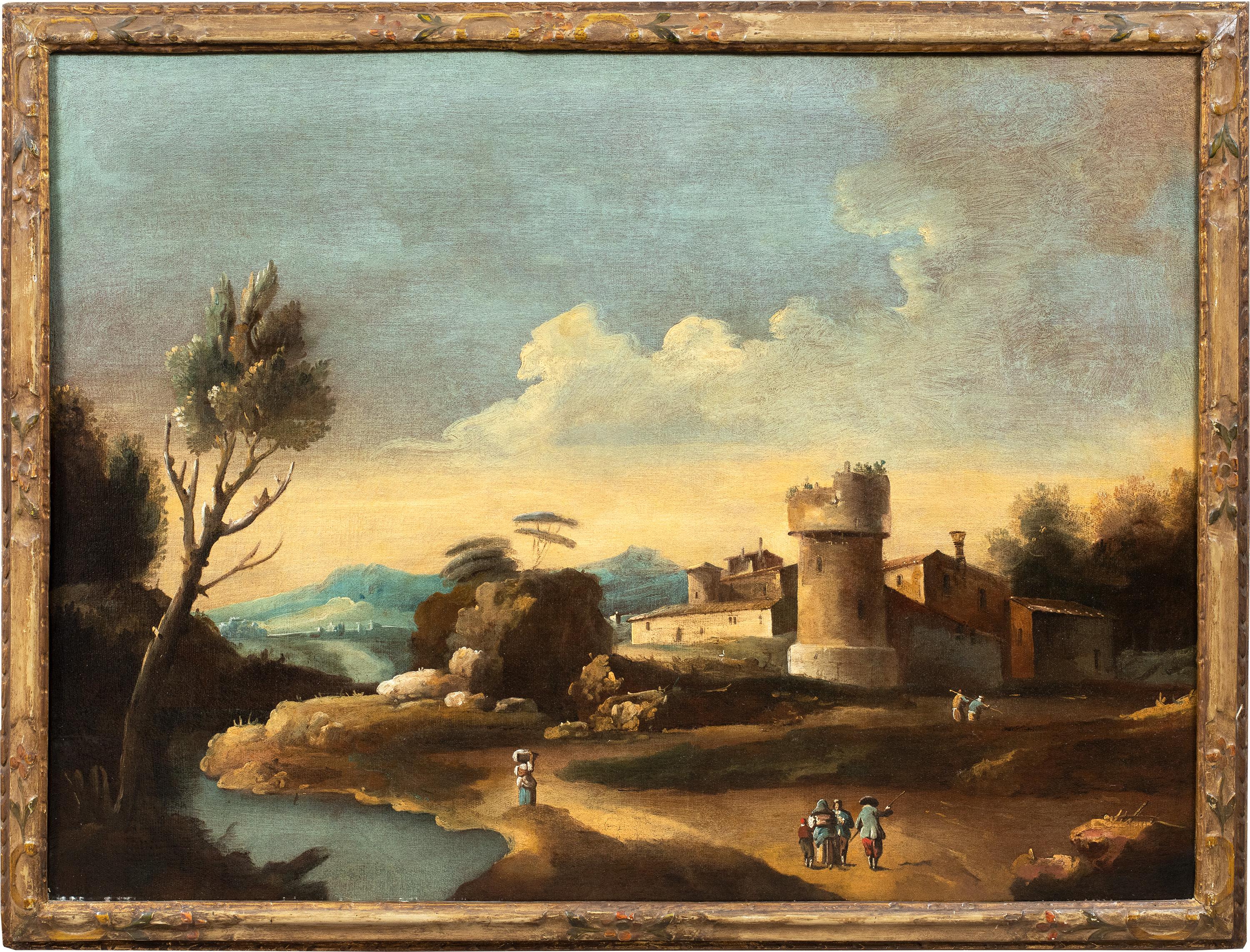 Francesco Tironi (Masterly vénitien) - Peinture de paysage du XVIIIe siècle - Bergers