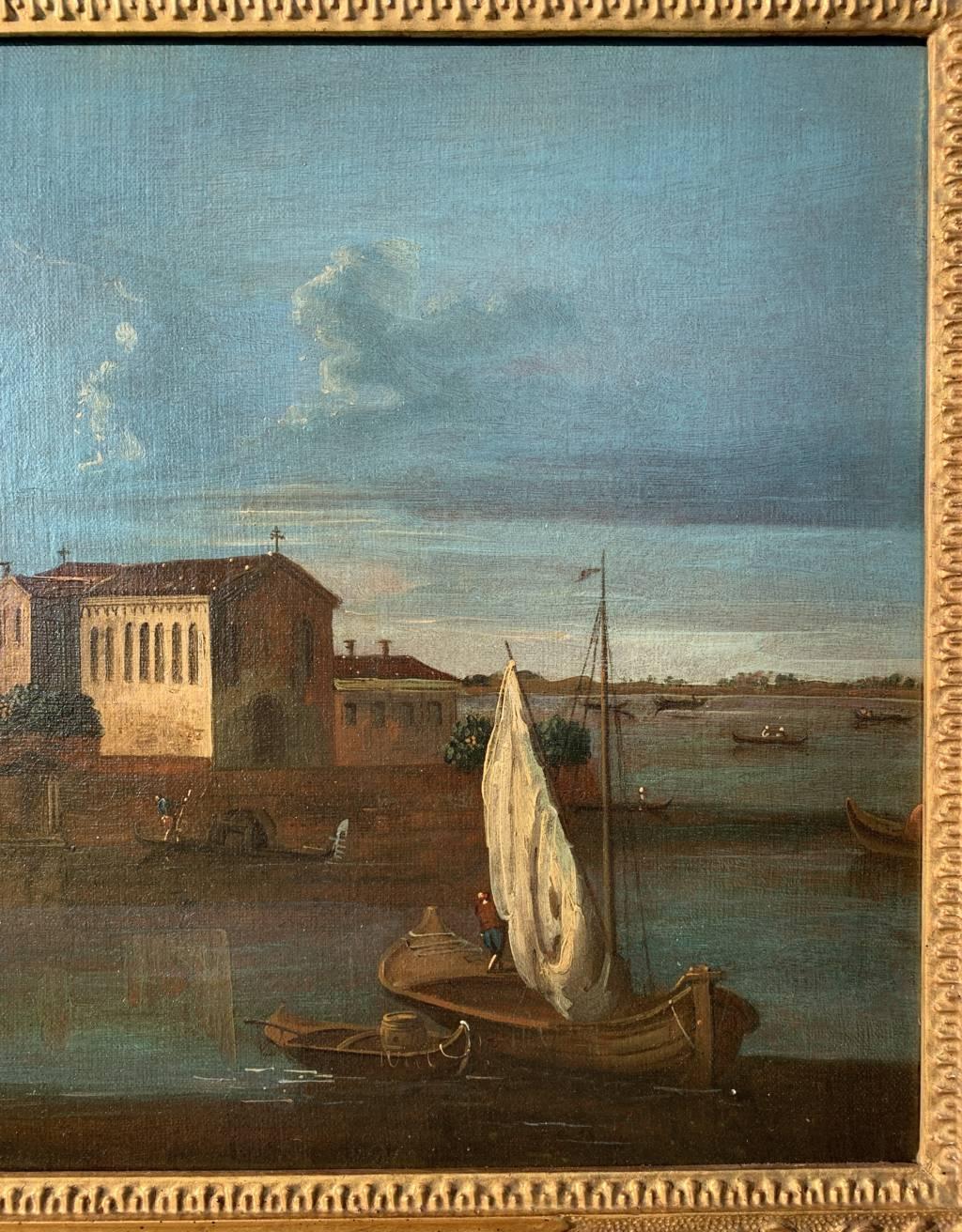 Francesco Tironi (Venezia 1745 - Venezia 1797) - Venezia, veduta dell'Isola di S. Mattia.

52 x 75 cm senza cornice, 65 x 88,5 cm con cornice.

Antico dipinto a olio su tela, in una cornice di legno intagliato e dorato.

- Siamo grati al professor