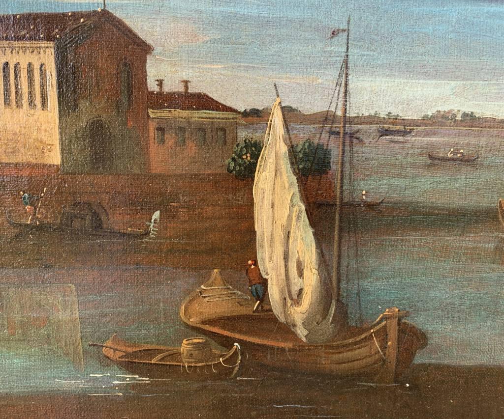 Francesco Tironi (Maestro veneziano) - Dipinto del XVIII secolo - Venezia vista isola 2