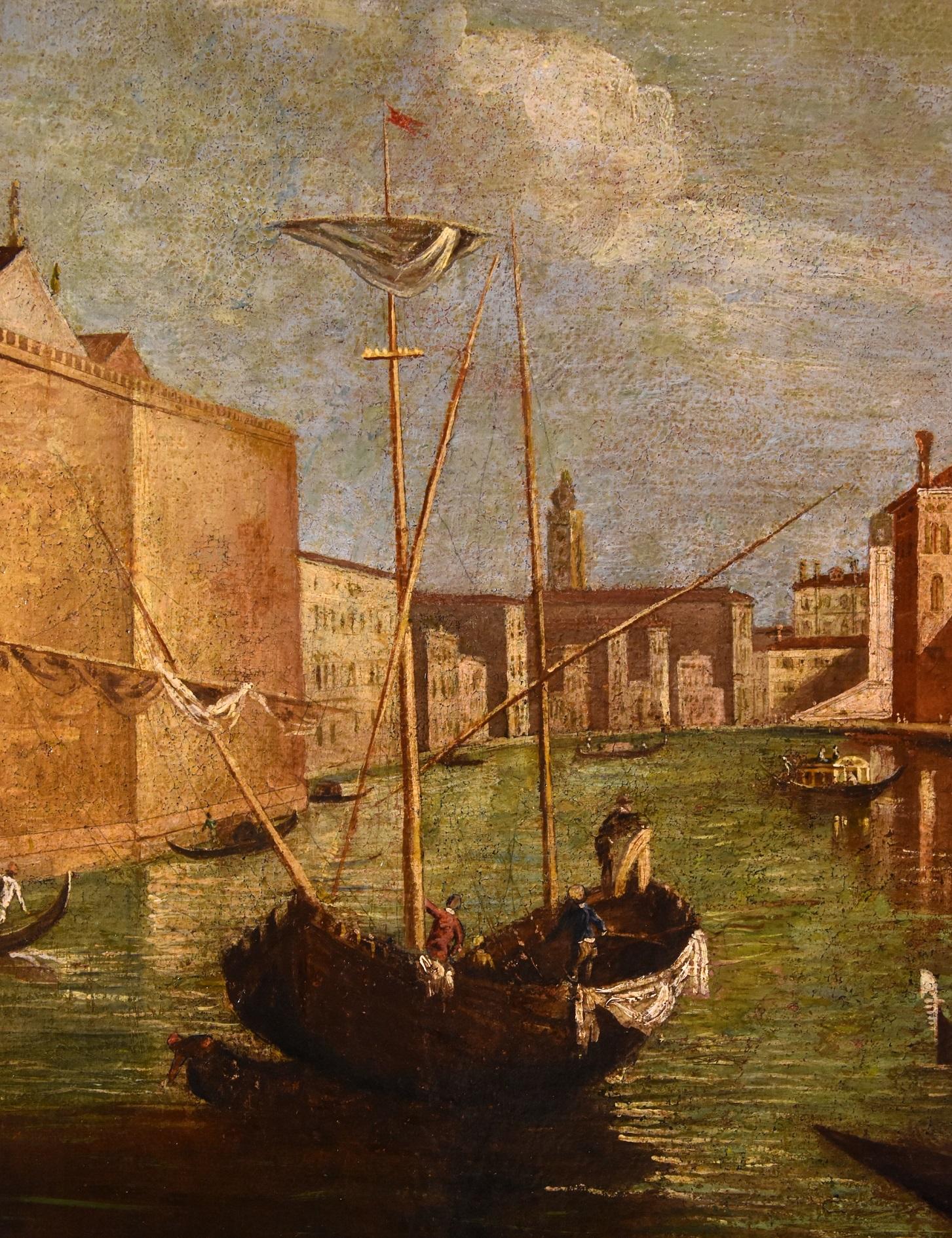 Venice Grand Canal Tironi Paint Oil on canvas Old master 18th Century Italy Art For Sale 8