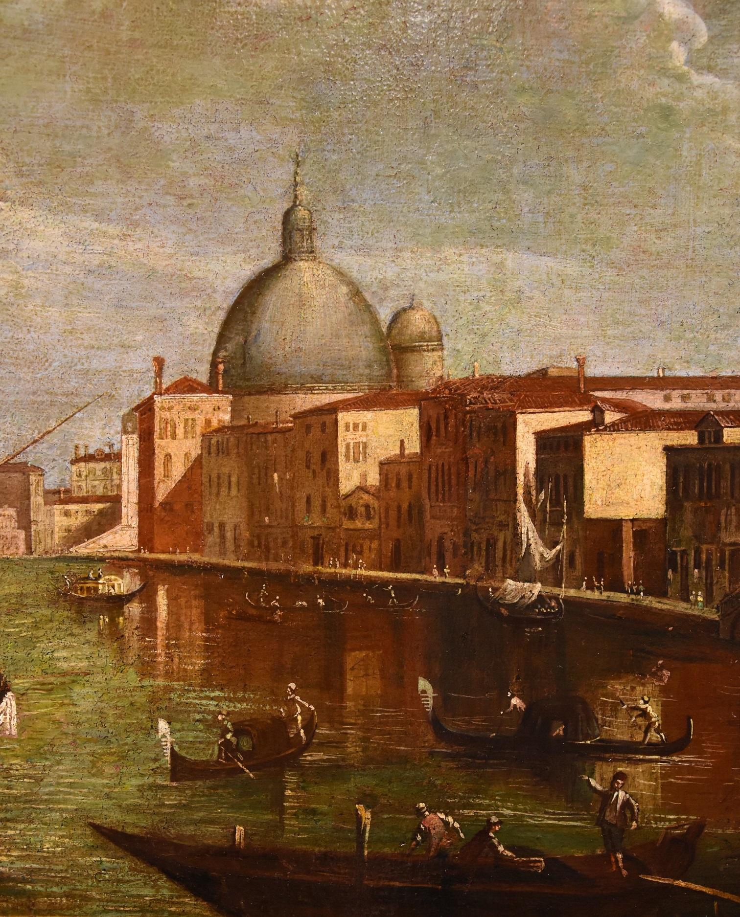 Venice Grand Canal Tironi Paint Oil on canvas Old master 18th Century Italy Art For Sale 9
