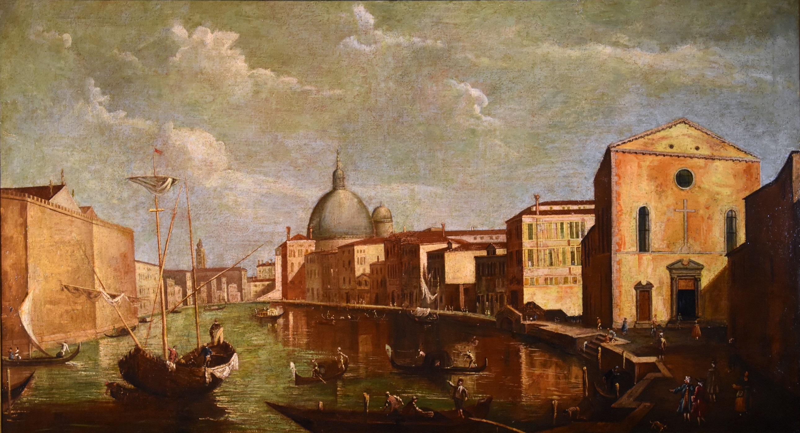 Venice Grand Canal Tironi Paint Oil on canvas Old master 18th Century Italy Art - Painting by Francesco Tironi (Venice, ca. 1745 - 1797)