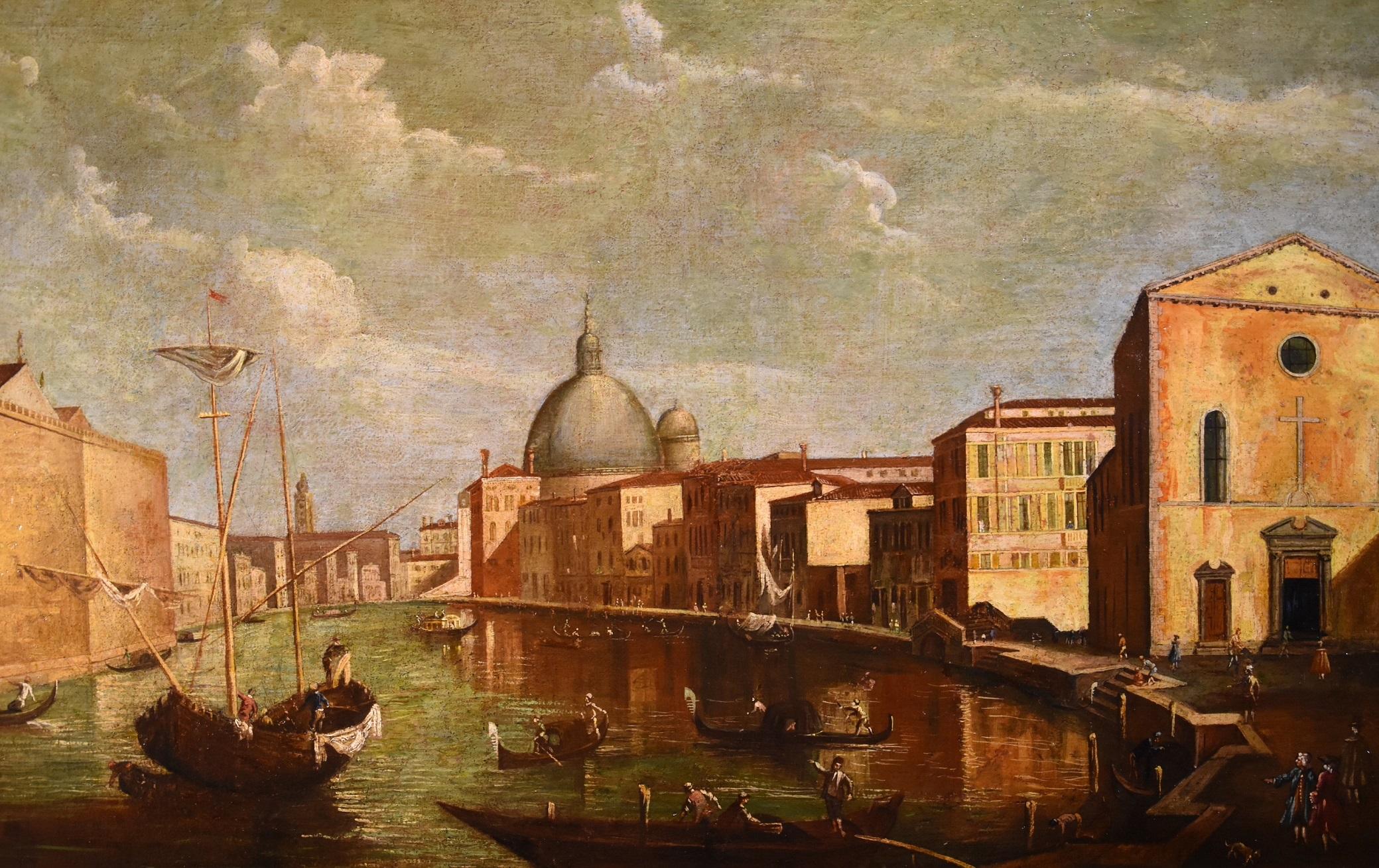 Venice Grand Canal Tironi Paint Oil on canvas Old master 18th Century Italy Art For Sale 2